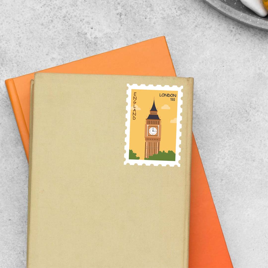 London, England Post Stamp Travels Stickers