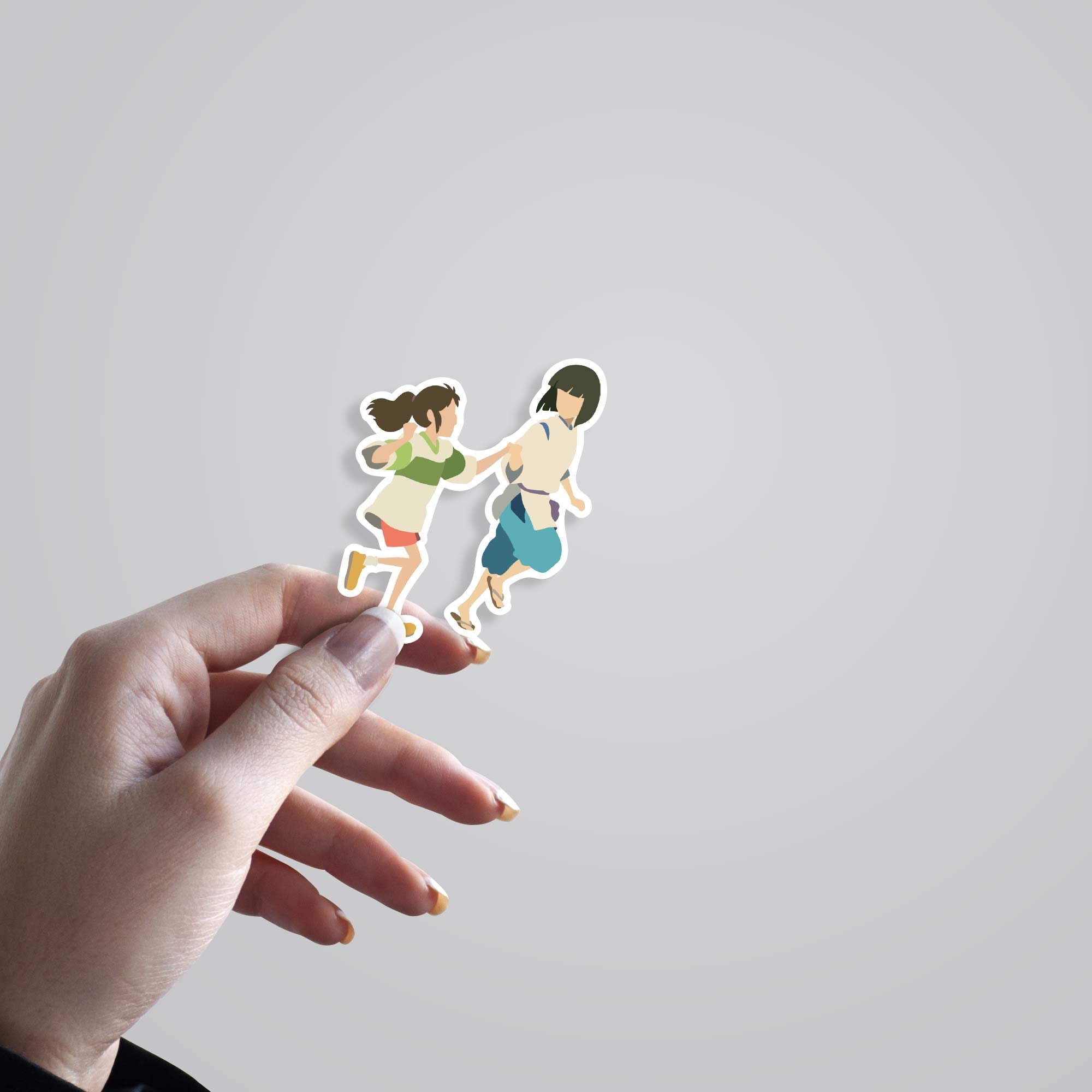 Chihiro and Haku Running Anime Stickers