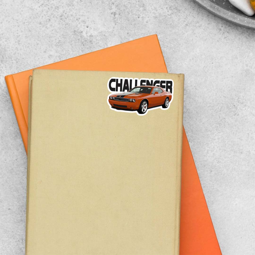 Challenger SRT Hellcat in Orange Cars & Bikes Stickers