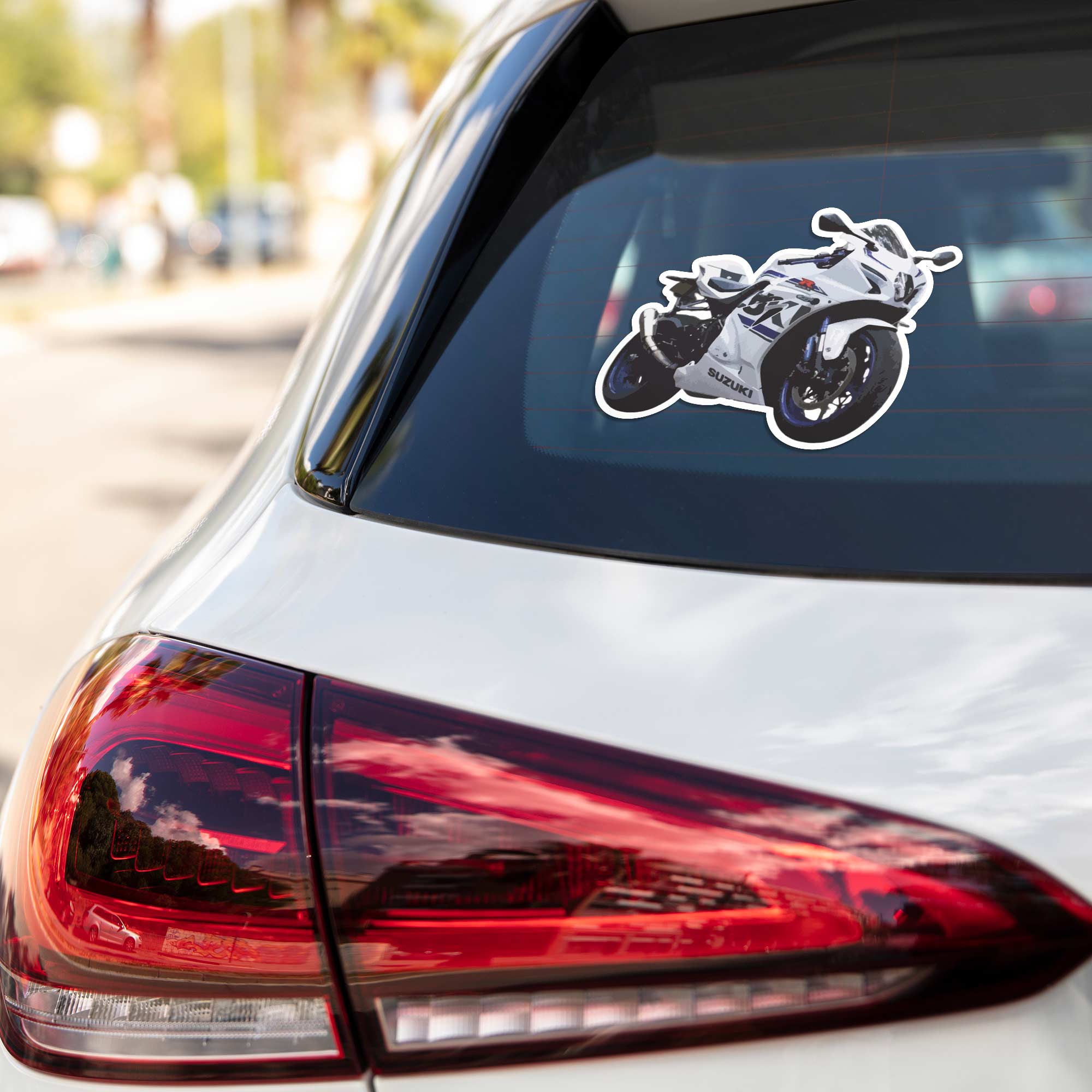 Suzuki GSX-R White Cars & Bikes Stickers