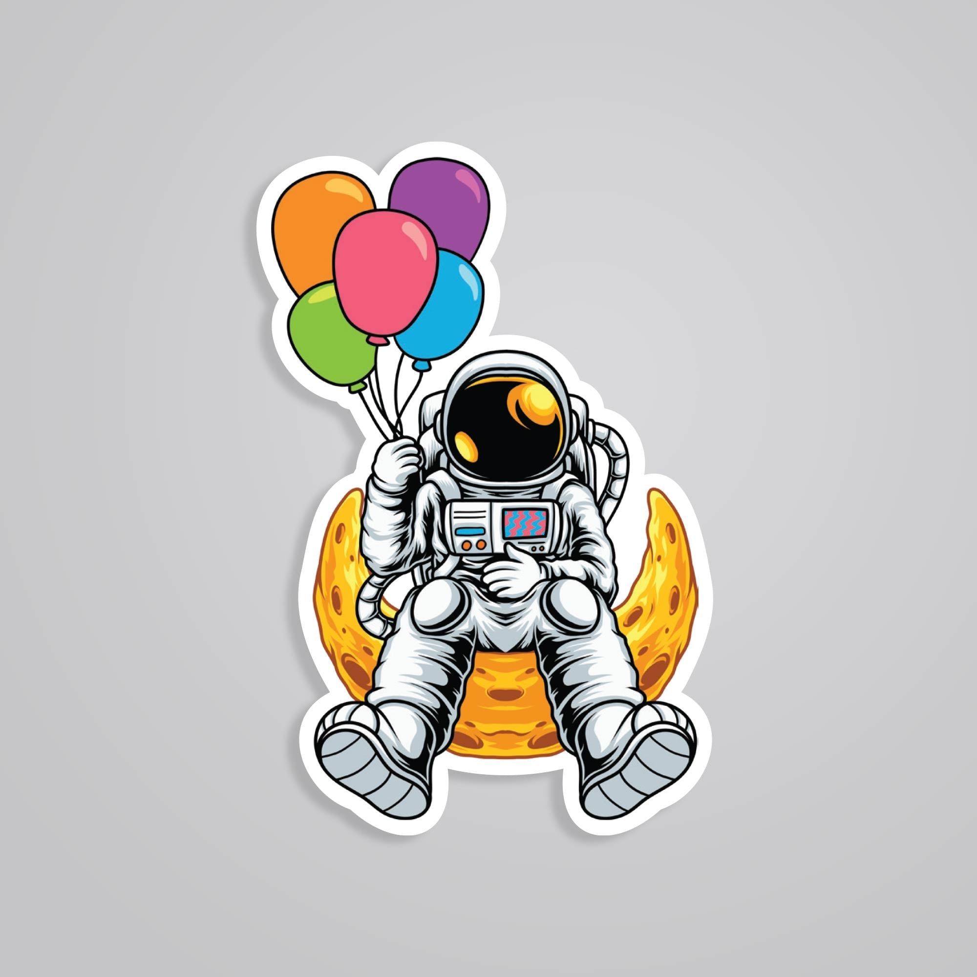 Fomo Store Stickers Casual Astronaut with Balloons on the Moon