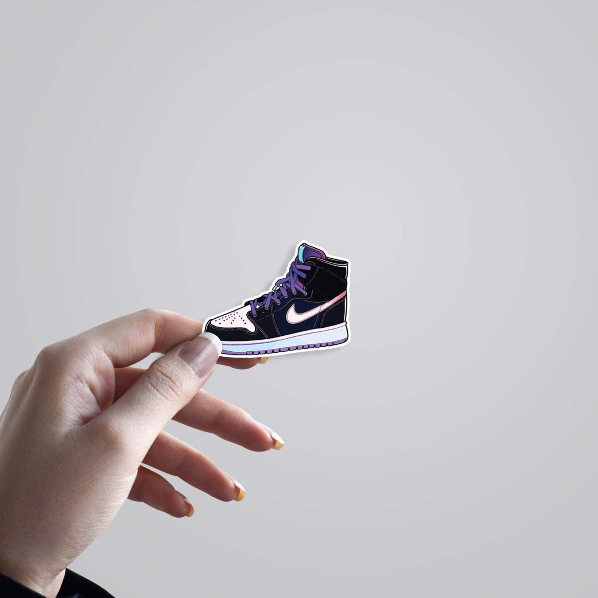 3D Purple High-Top Sneaker Casual Stickers
