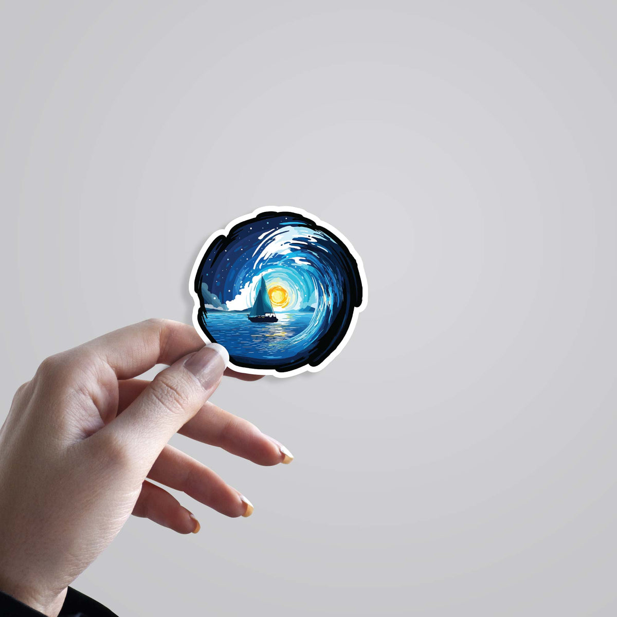 3D Sunset Spiral Casual Stickers