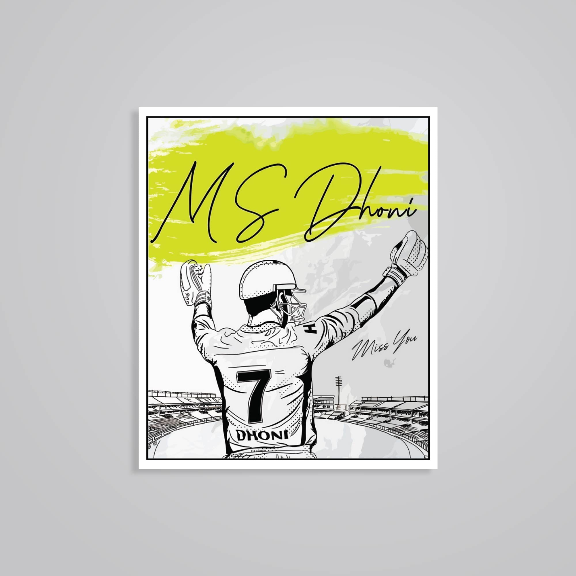 Fomo Store Stickers Sports MS Dhoni Sketch 