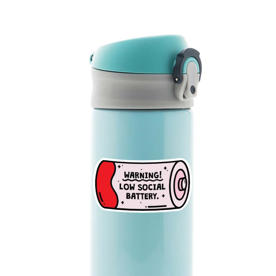 Warning Low Social Battery Witty Stickers