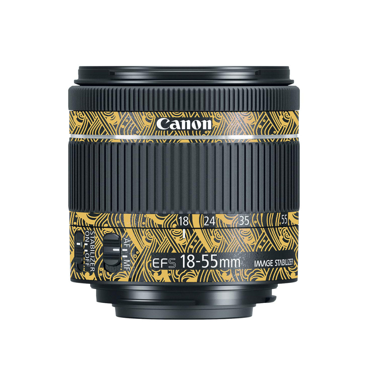 Textured Golden Tide Canon EF-S 18-55mm F/4-5.6 IS STM Camera Lens Skin