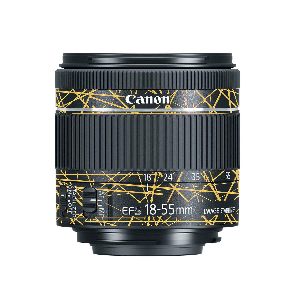 Textured Golden Web Canon EF-S 18-55mm F/4-5.6 IS STM Camera Lens Skin