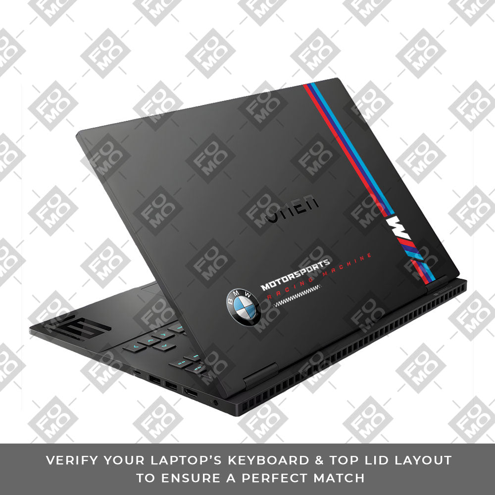 Transparent BMW Racing Graphic HP Omen Gaming 16 Laptop Skin