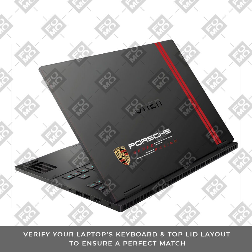 Transparent Porsche Motorsport Graphic HP Omen Gaming 16 Laptop Skin