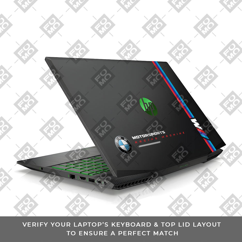 Transparent BMW Racing Graphic HP Pavilion Gaming 15 CX Series Laptop Skin