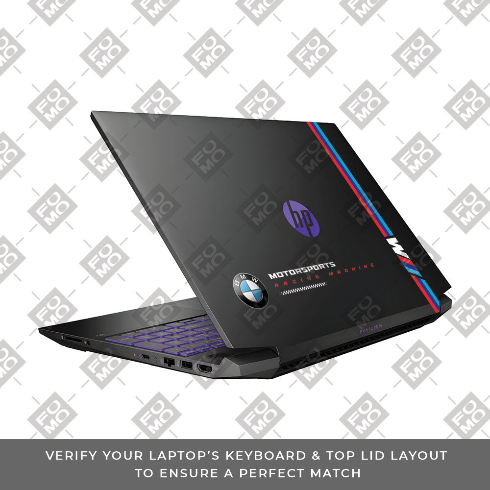 Transparent BMW Racing Graphic HP Pavilion Gaming 15 EC Series Laptop Skin