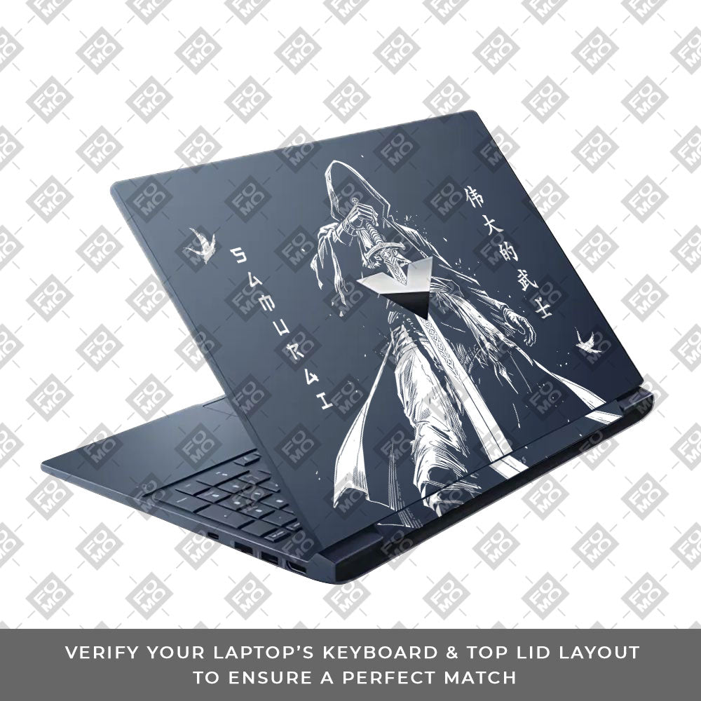 Transparent Ghost Samurai HP Victus Laptop Skin