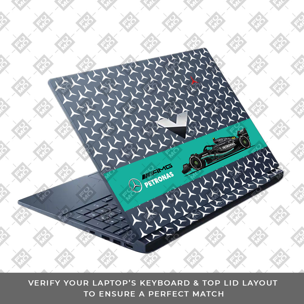 Transparent Mercedes AMG F1 HP Victus Laptop Skin