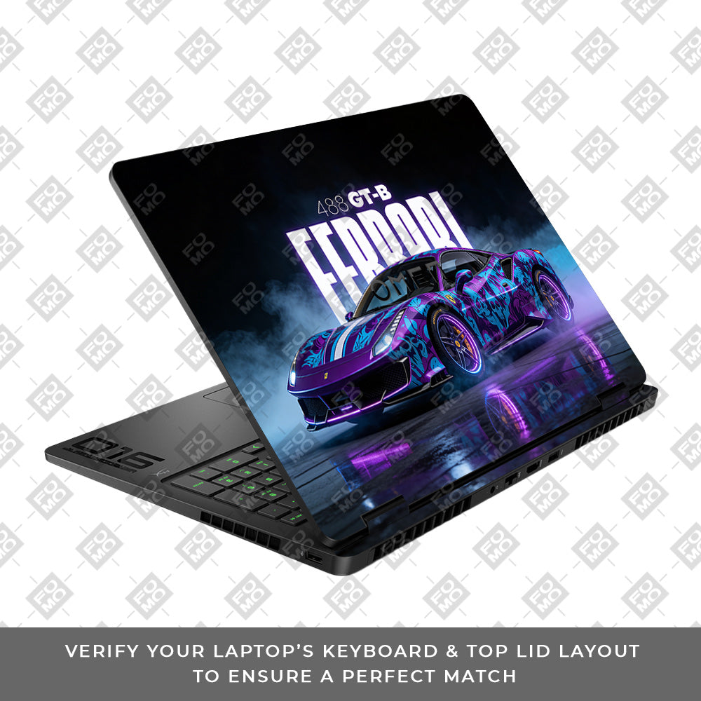 Psycho Drive Ferrari 488 HP Omen Gaming 16 2025, 2026 Laptop Skin