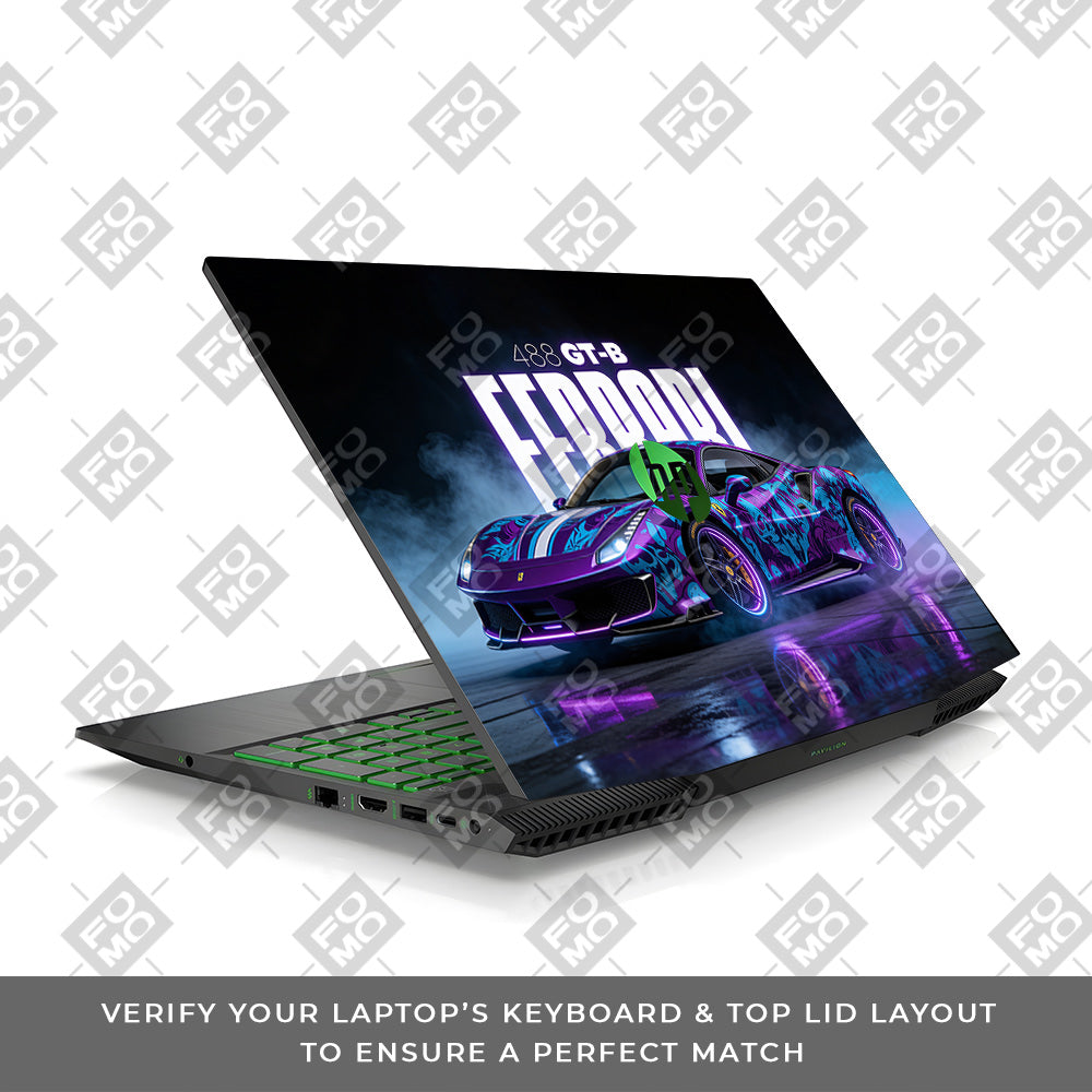 Psycho Drive Ferrari 488 HP Pavilion Gaming 15 CX Series Laptop Skin