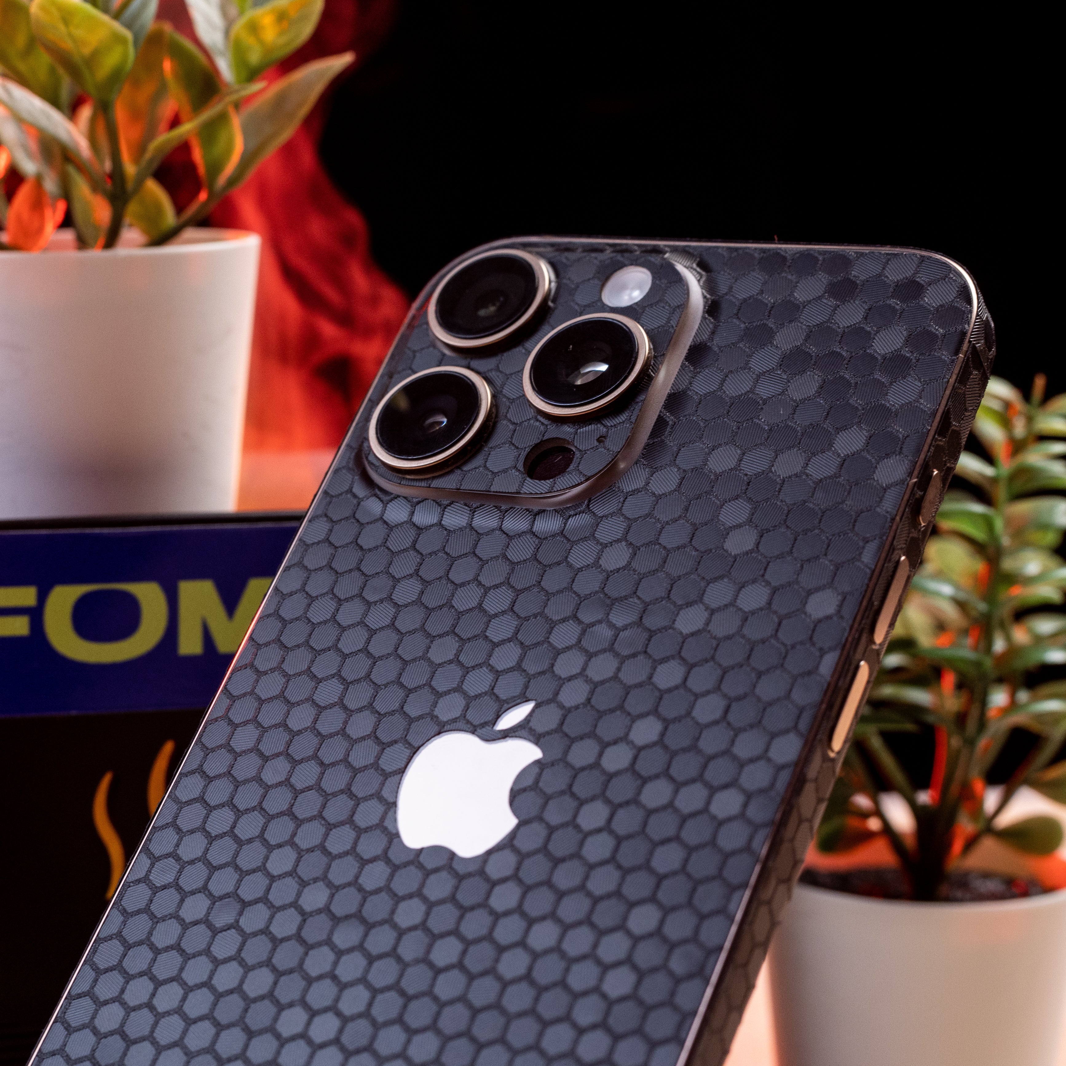 Black Honey Comb Textured Mobile Skins