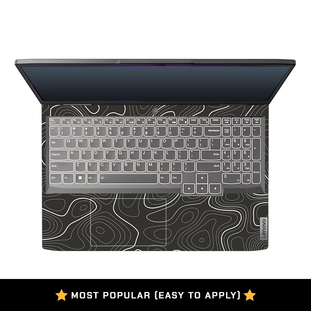 Grayscale Topographic Lines Lenovo LOQ 2023 15IRH8, 15APH8 Laptop Skin