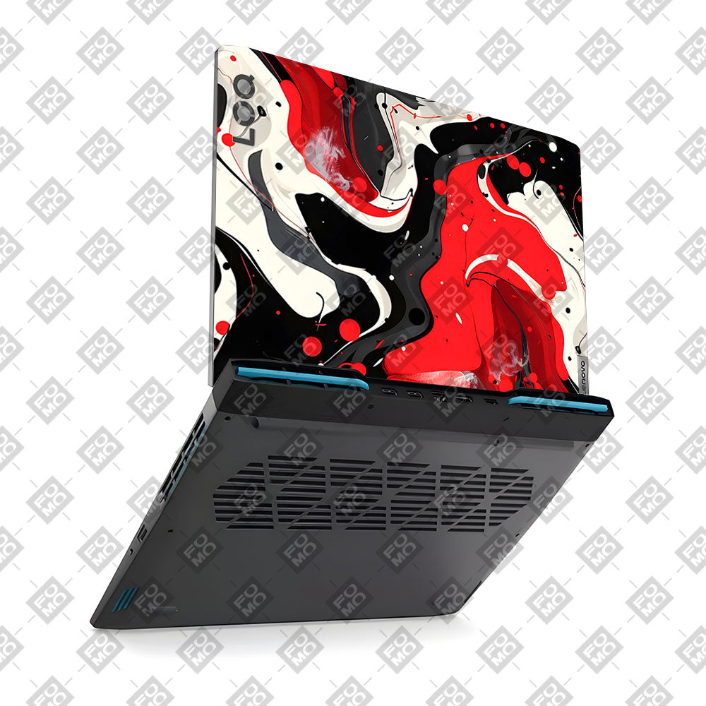 Red and White Paint Swirls Lenovo LOQ 2023 15IRH8, 15APH8 Laptop Skin