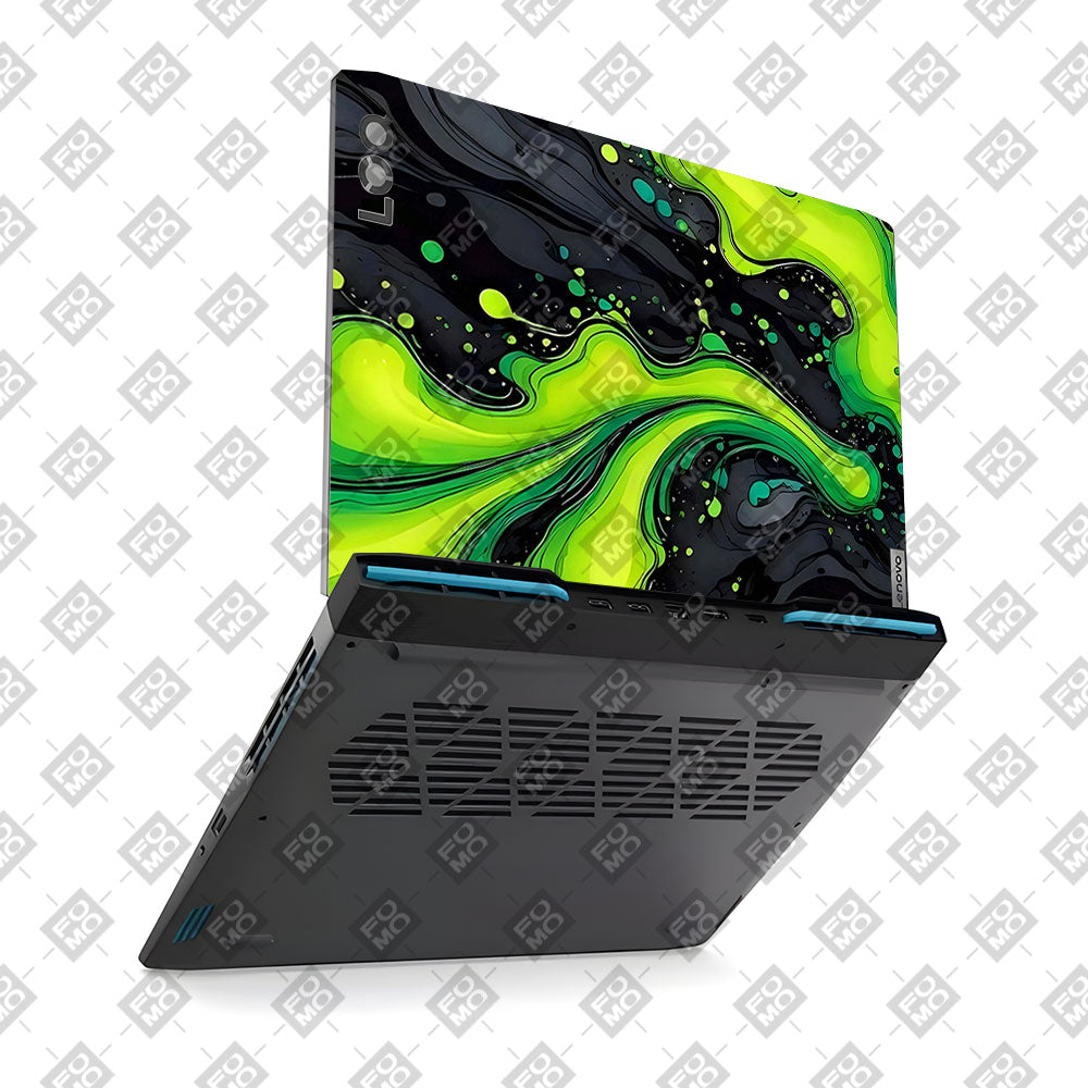 Neon Green Paint Swirls Lenovo LOQ 2023 15IRH8, 15APH8 Laptop Skin