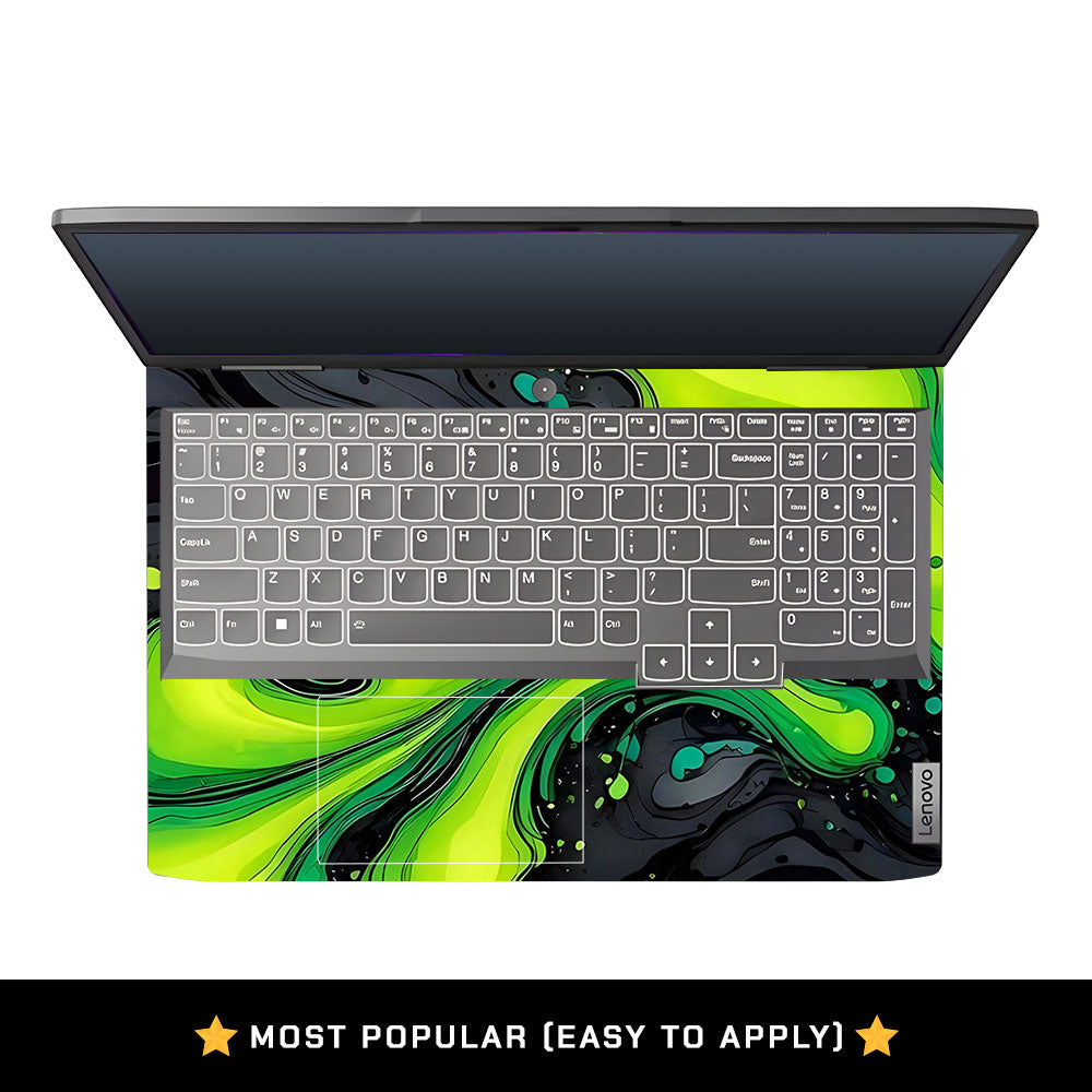 Neon Green Paint Swirls Lenovo LOQ 2023 15IRH8, 15APH8 Laptop Skin