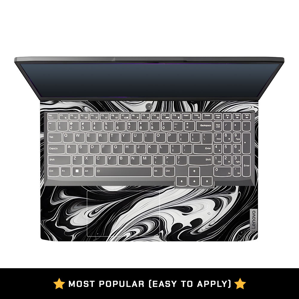 Black and White Marble Lenovo LOQ 2023 15IRH8, 15APH8 Laptop Skin