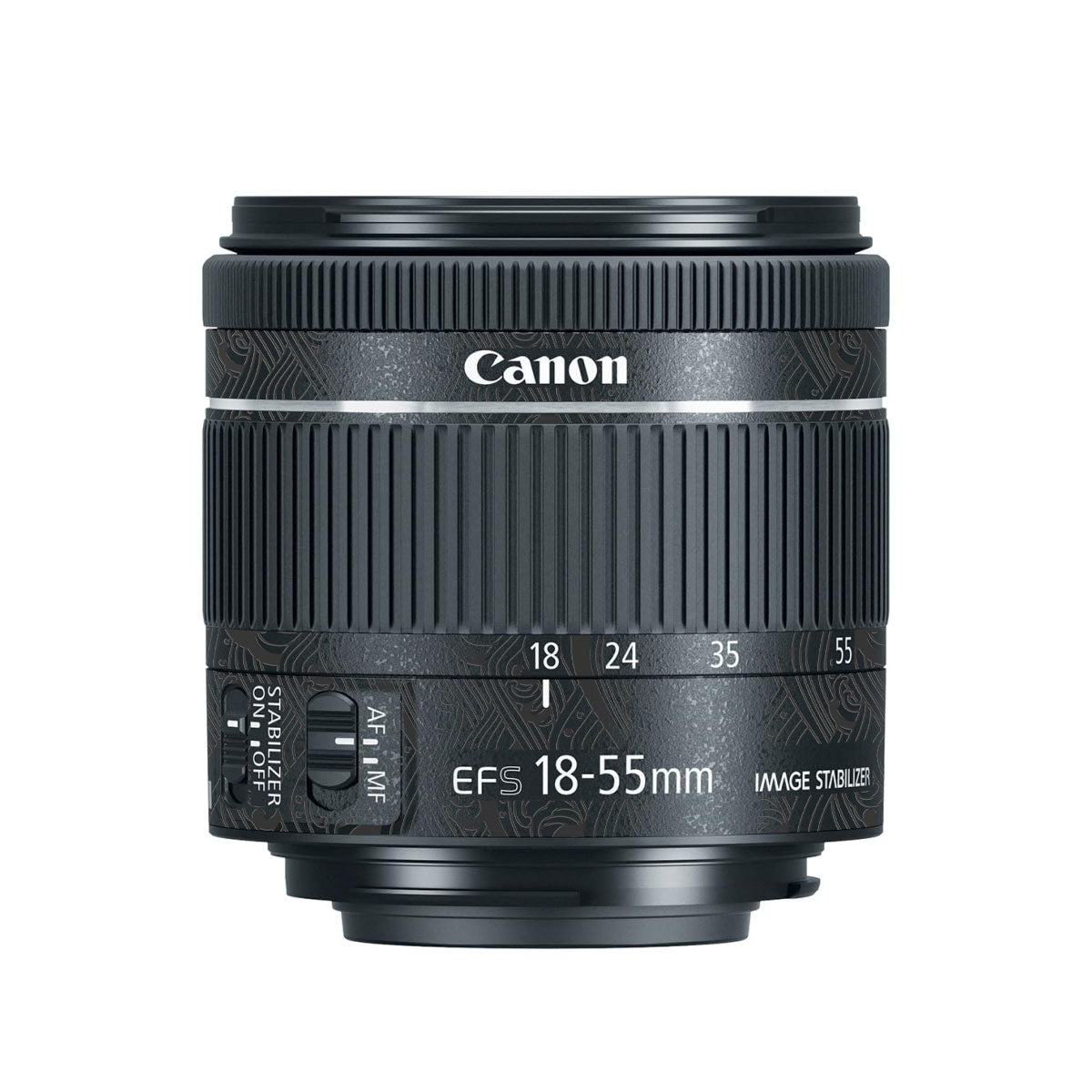 Textured Matte Charcoal Canon EF-S 18-55mm F/4-5.6 IS STM Camera Lens Skin