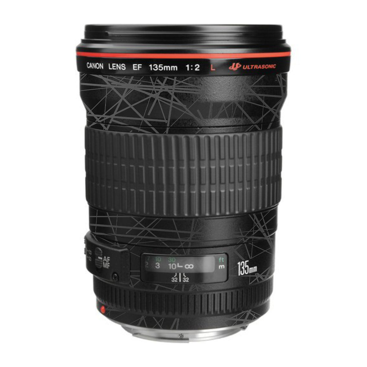 Textured Matte Graphite Canon EF 135mm F/2L USM Camera Lens Skin