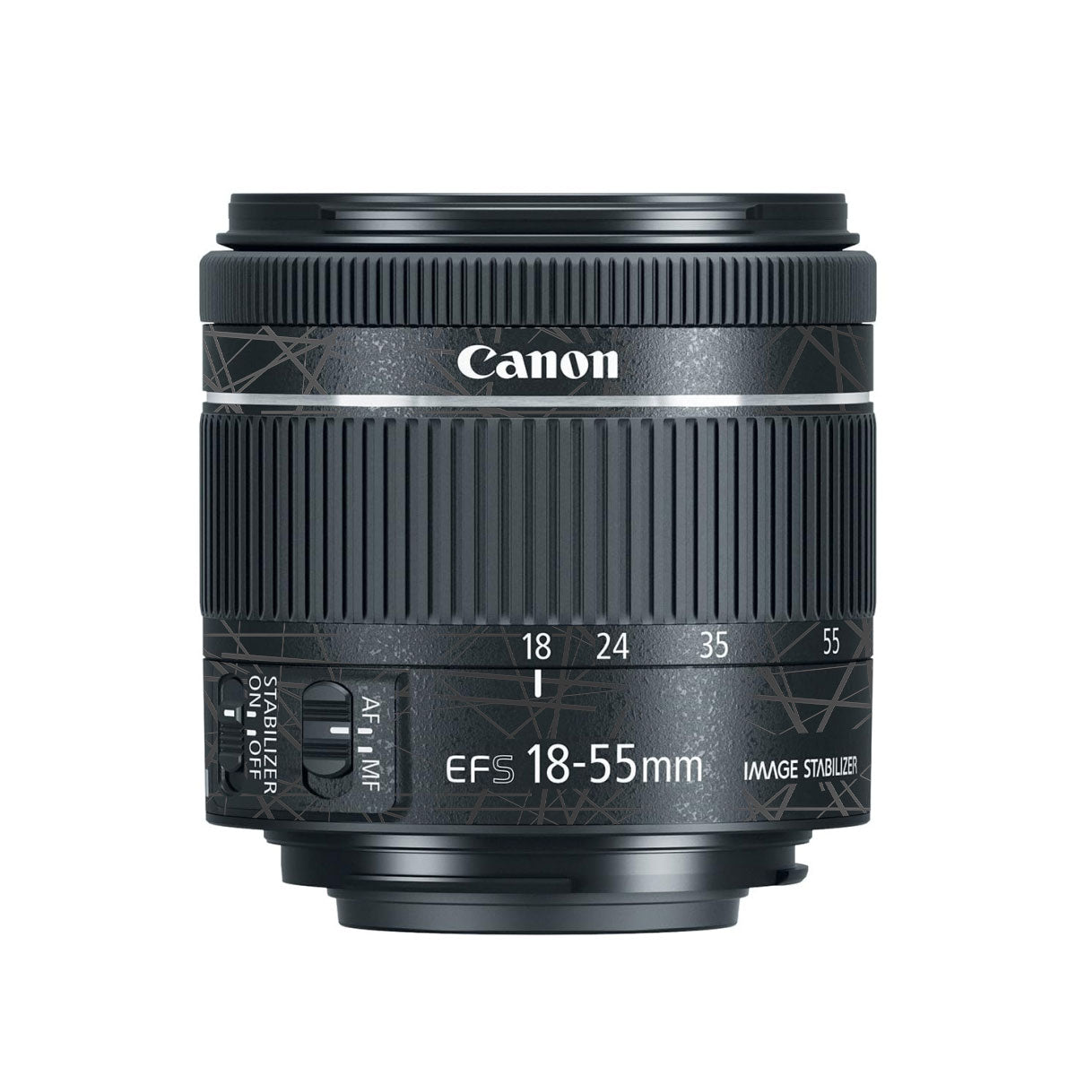 Textured Matte Graphite Canon EF-S 18-55mm F/4-5.6 IS STM Camera Lens Skin