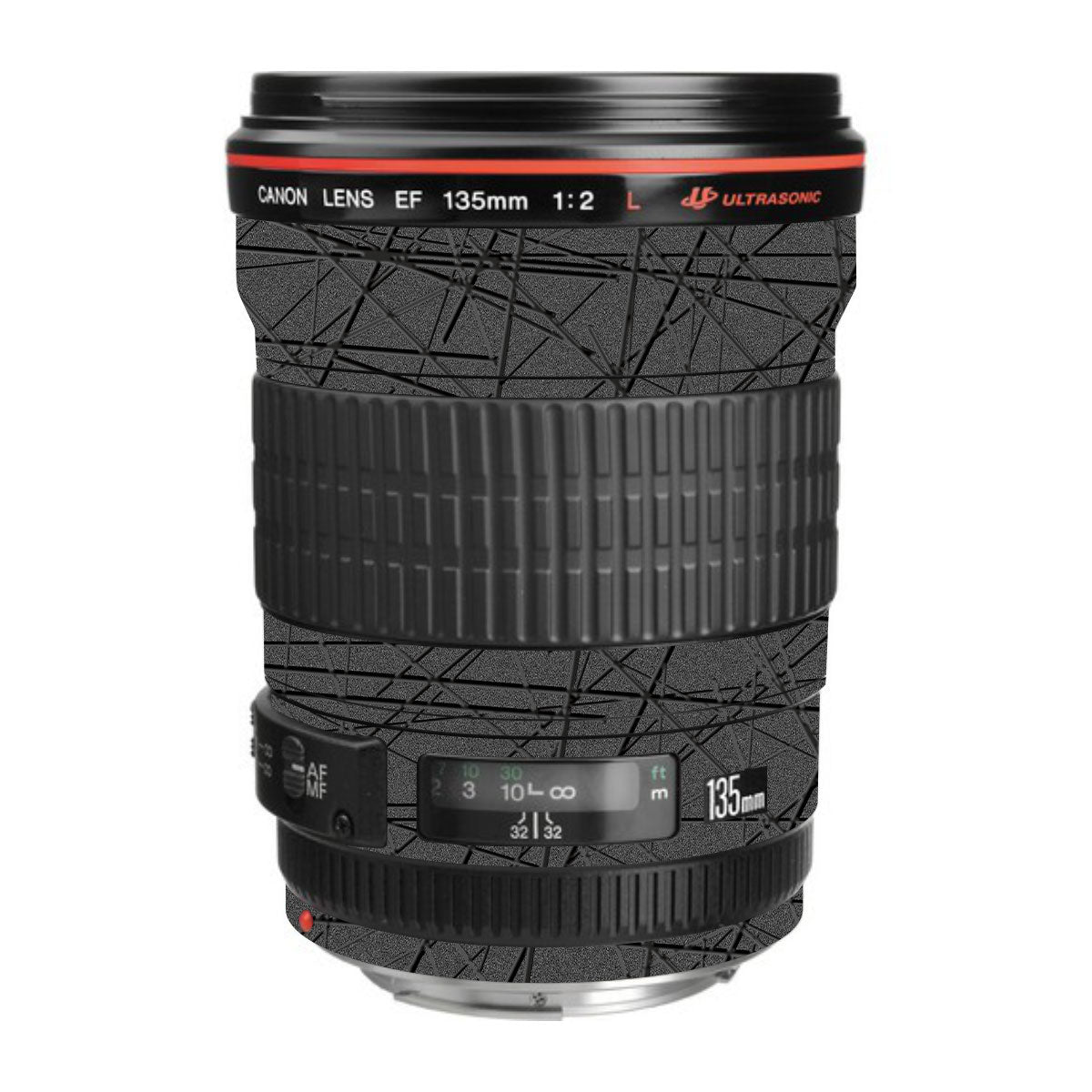 Textured Metallic Steel Grain Canon EF 135mm F/2L USM Camera Lens Skin