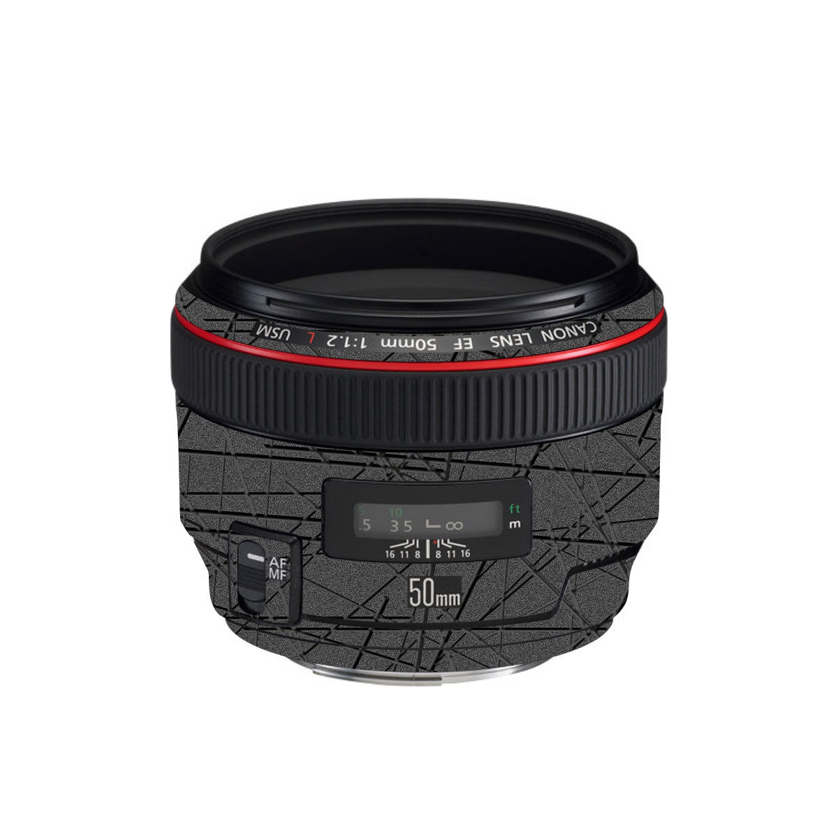 Textured Metallic Steel Grain Canon EF 50mm F/1.2 L USM Camera Lens Skin