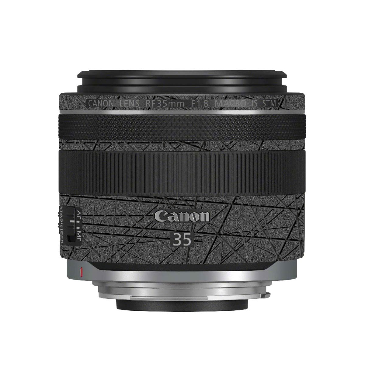 Textured Metallic Steel Grain Canon RF 35mm F/1.8 Macro Camera Lens Skin
