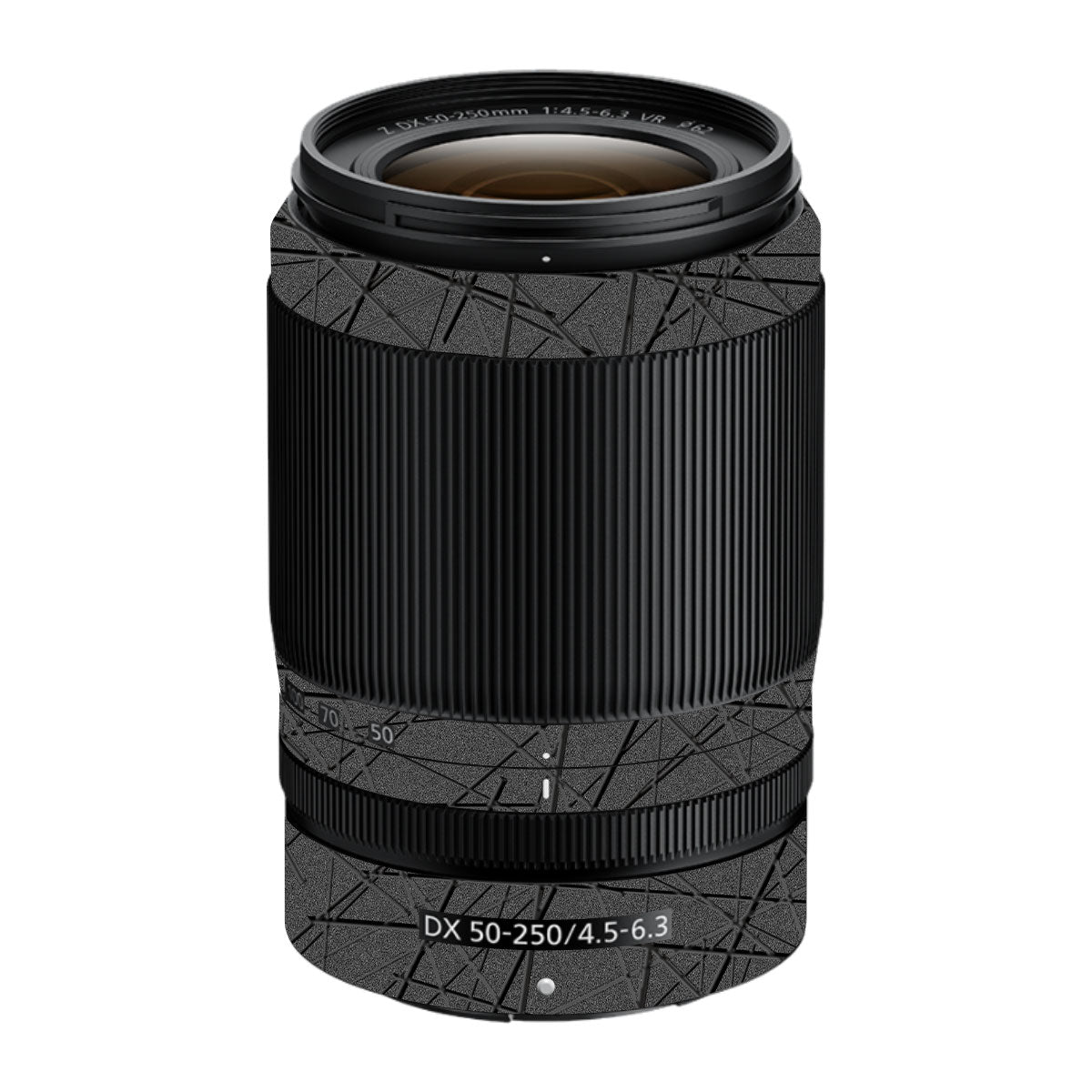 Textured Metallic Steel Grain Nikon Nikkor Z DX 50-250mm F/4.5-6.3 VR Camera Lens Skin
