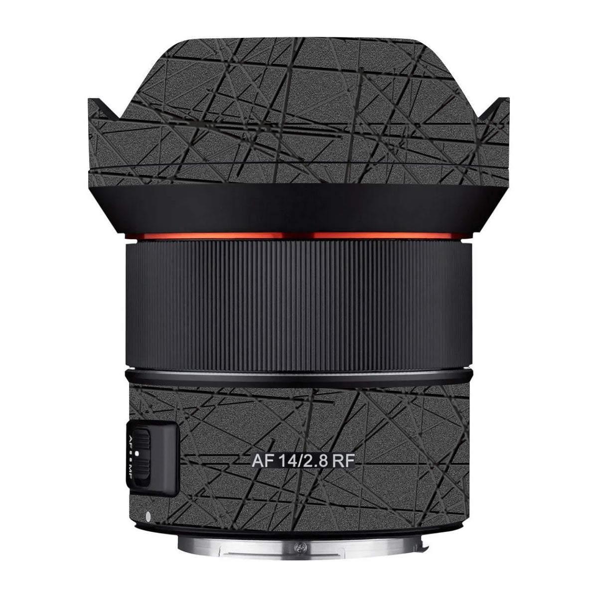 Textured Metallic Steel Grain Samyang AF 14mm F/2.8 RF Camera Lens Skin