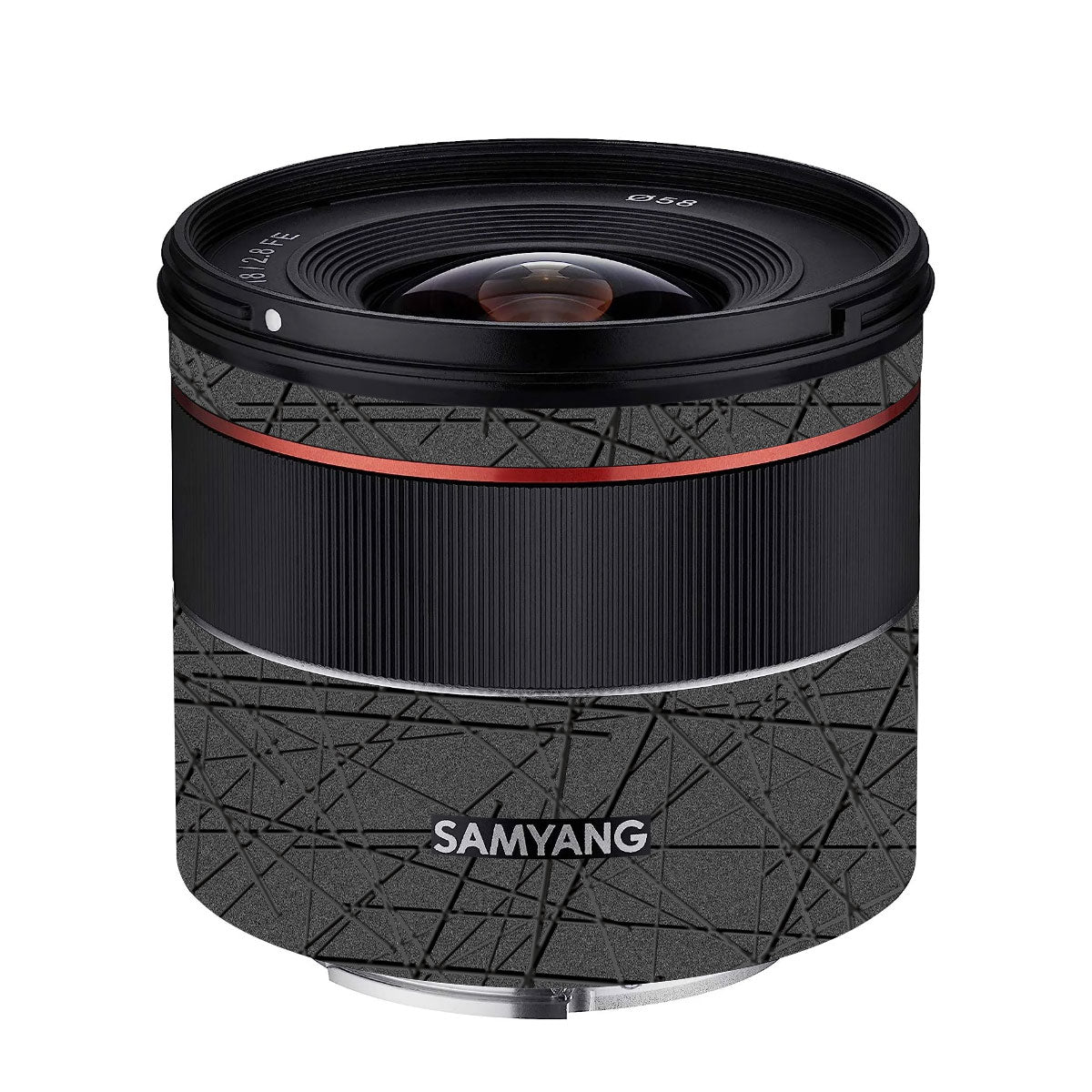 Textured Metallic Steel Grain Samyang FE 18mm F/2.8 Camera Lens Skin