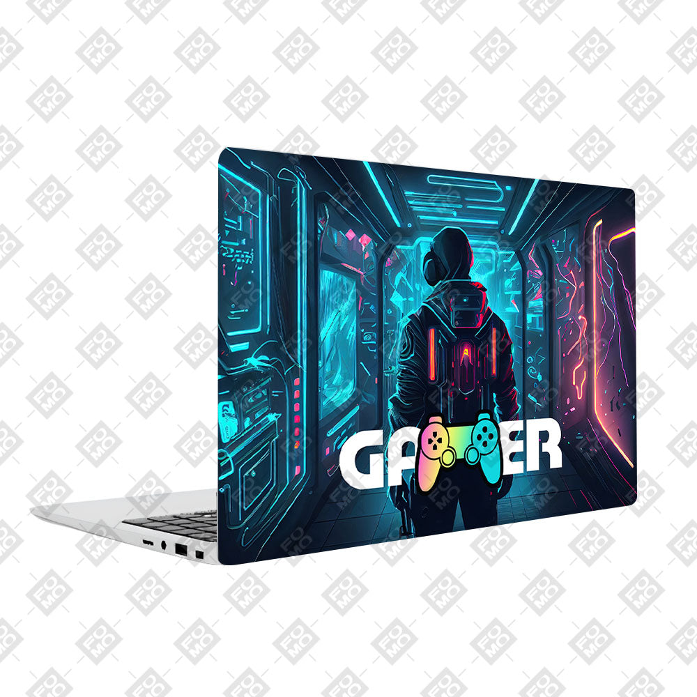 Gamer in Glowing Background Gaming Samsung Galaxy Book 4 15.6 Laptop Skin