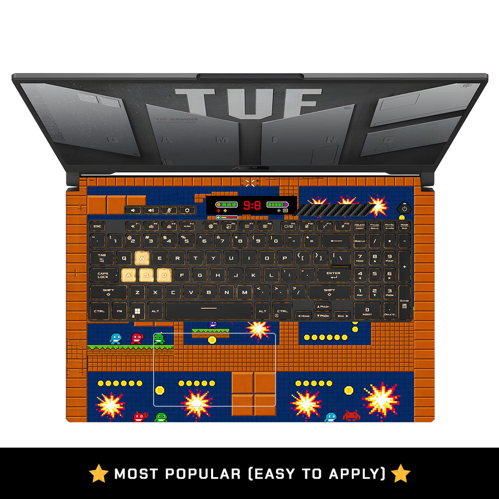 Pixelated Retro Arcade Asus TUF Gaming F17 FX707Z 3D Laptop Skin