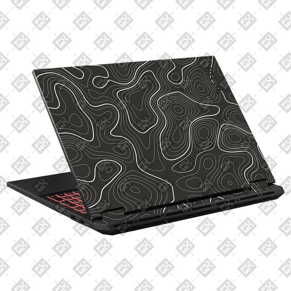 Grayscale Topographic Lines Asus TUF Gaming A16 2025 Laptop Skin