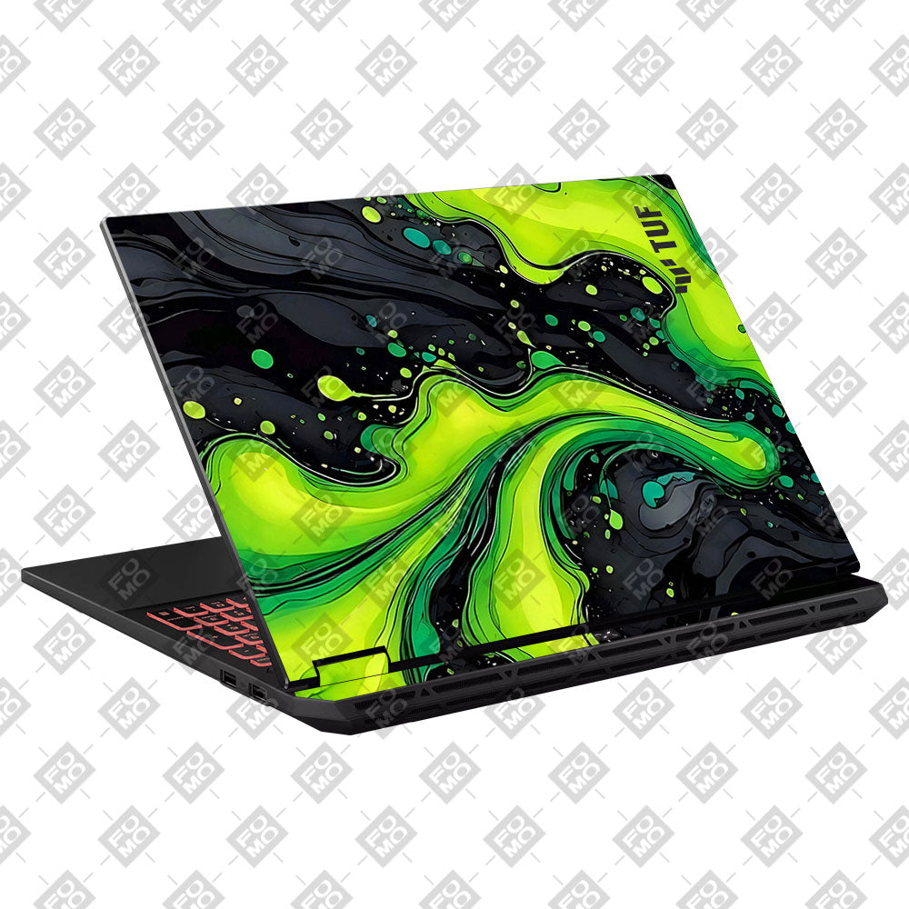 Neon Green Paint Swirls Asus TUF Gaming A16 2025 Laptop Skin