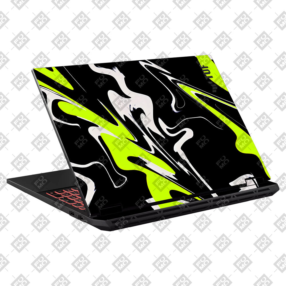 Neon Green and Black Patterns Asus TUF Gaming A16 2025 Laptop Skin