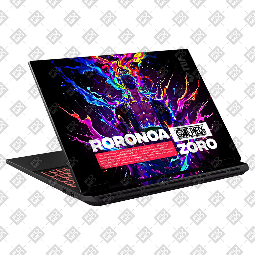 Zoro with Neon Flames Asus TUF Gaming A16 2025 Laptop Skin