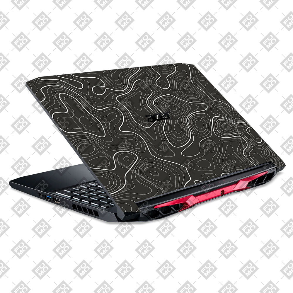 Grayscale Topographic Lines Acer Nitro 5 AN515 44, 56 Laptop Skin