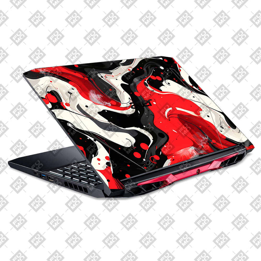 Red and White Paint Swirls Acer Nitro 5 AN515 44, 56 Laptop Skin
