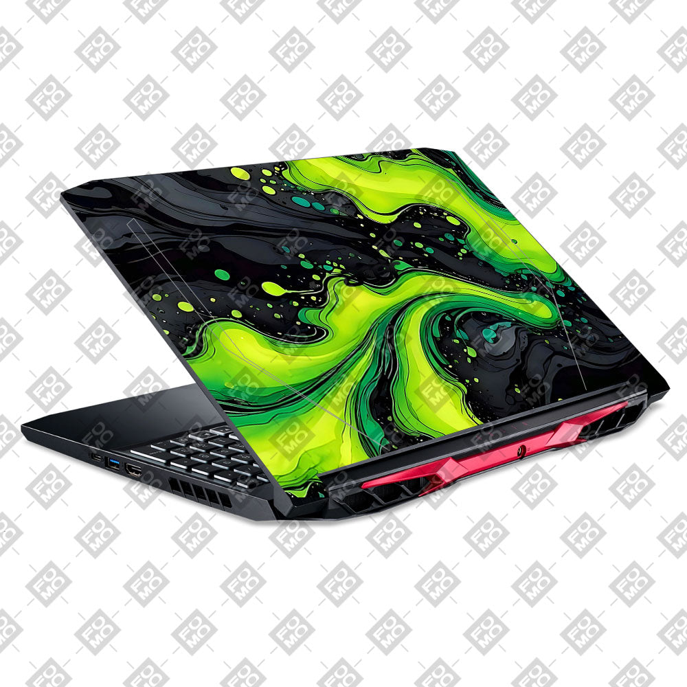 Neon Green Paint Swirls Acer Nitro 5 AN515 44, 56 Laptop Skin