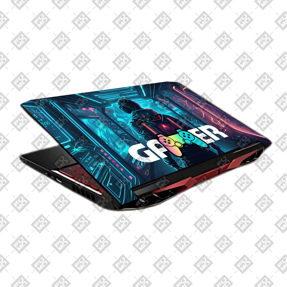 Gamer in Glowing Background Acer Nitro 5 AN515 45, 55, 57 Laptop Skin
