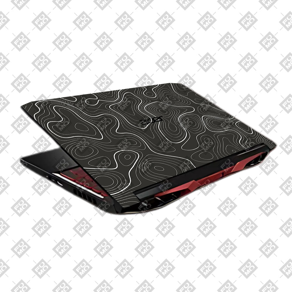 Grayscale Topographic Lines Acer Nitro 5 AN515 45, 55, 57 Laptop Skin