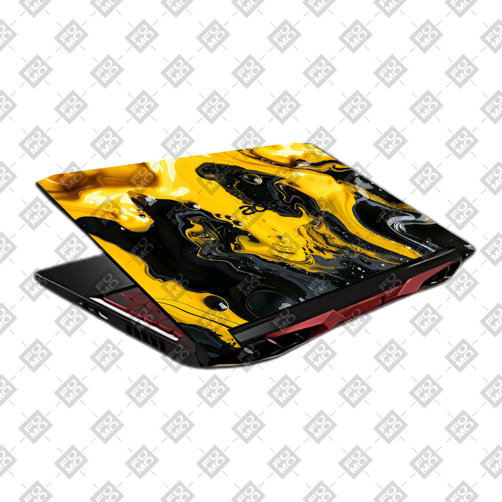Yellow and Black Paint Swirls Acer Nitro 5 AN515 45, 55, 57 Laptop Skin