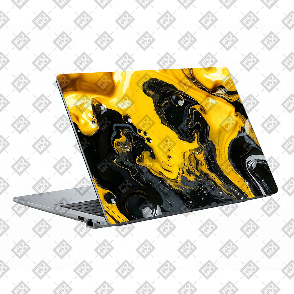 Yellow and Black Paint Swirls Asus ExpertBook P1503 Laptop Skin