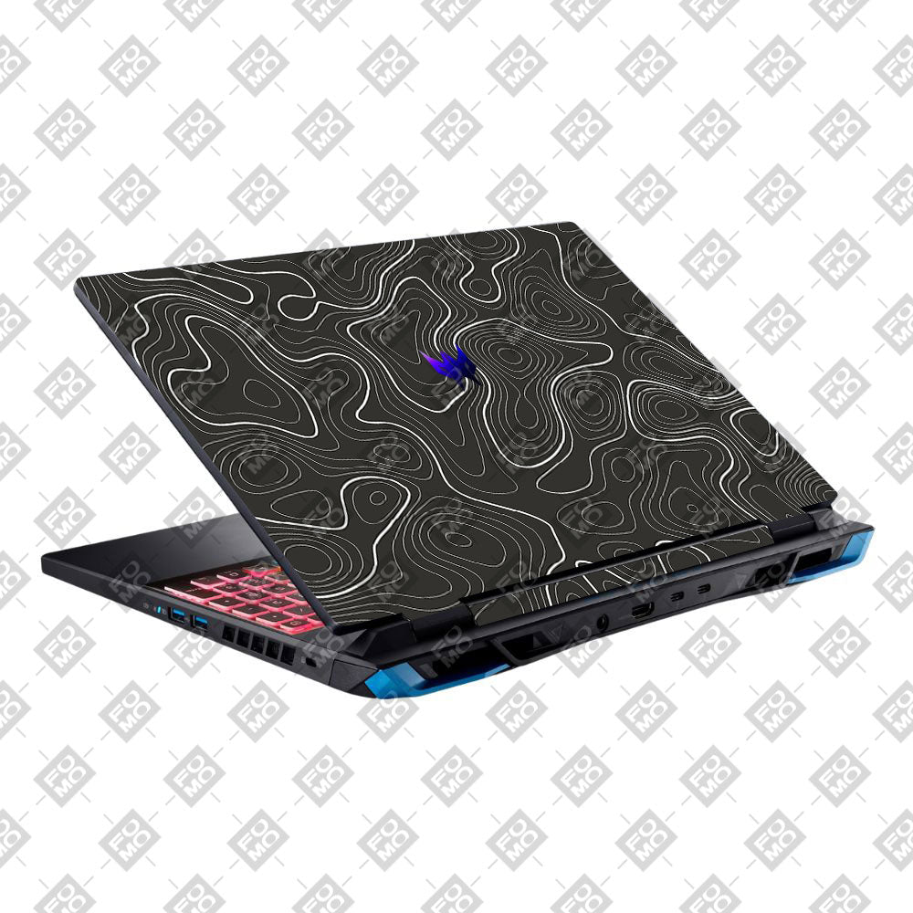 Grayscale Topographic Lines Acer Predator Helios Neo 16 N22Q22B Laptop Skin