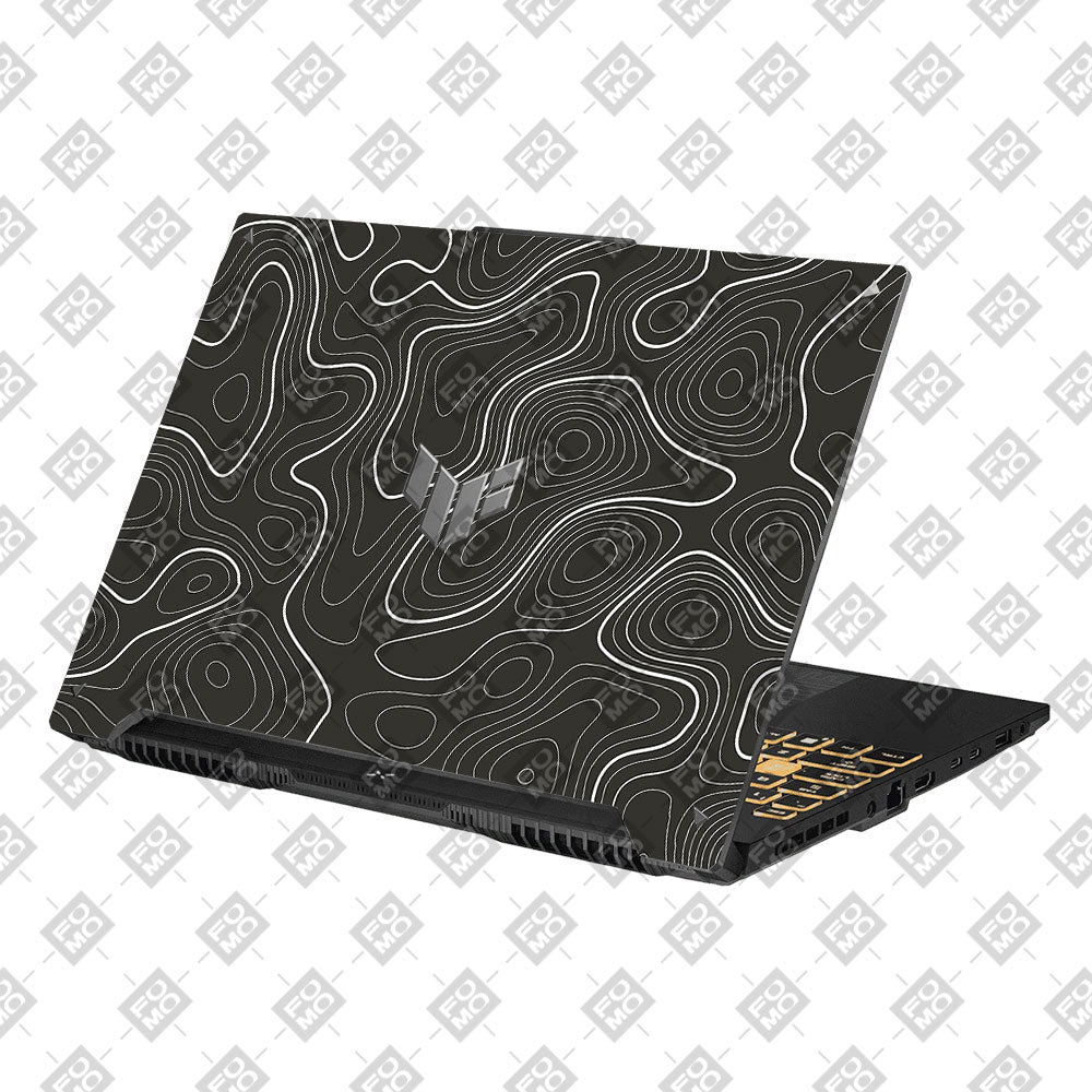 Grayscale Topographic Lines Asus Gaming V16 V3607 Laptop Skin
