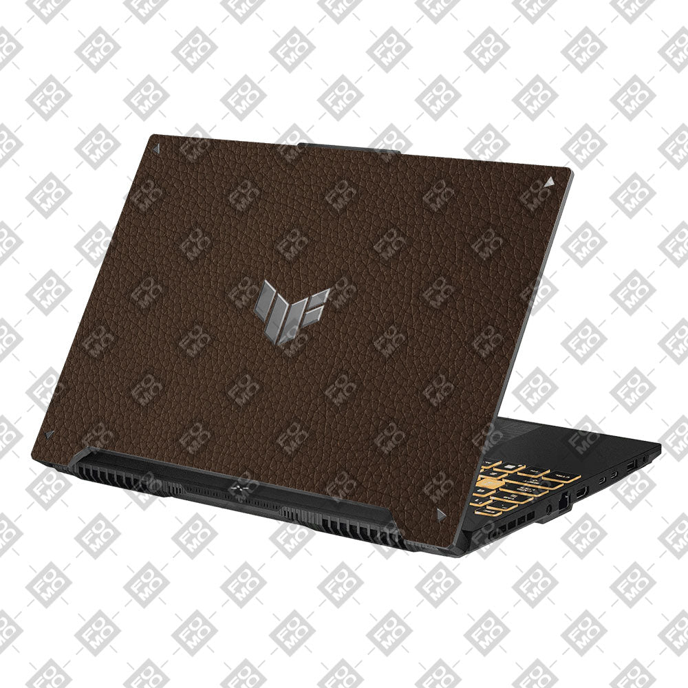 Textured Brown Leather Asus Gaming V16 V3607 Laptop Skin